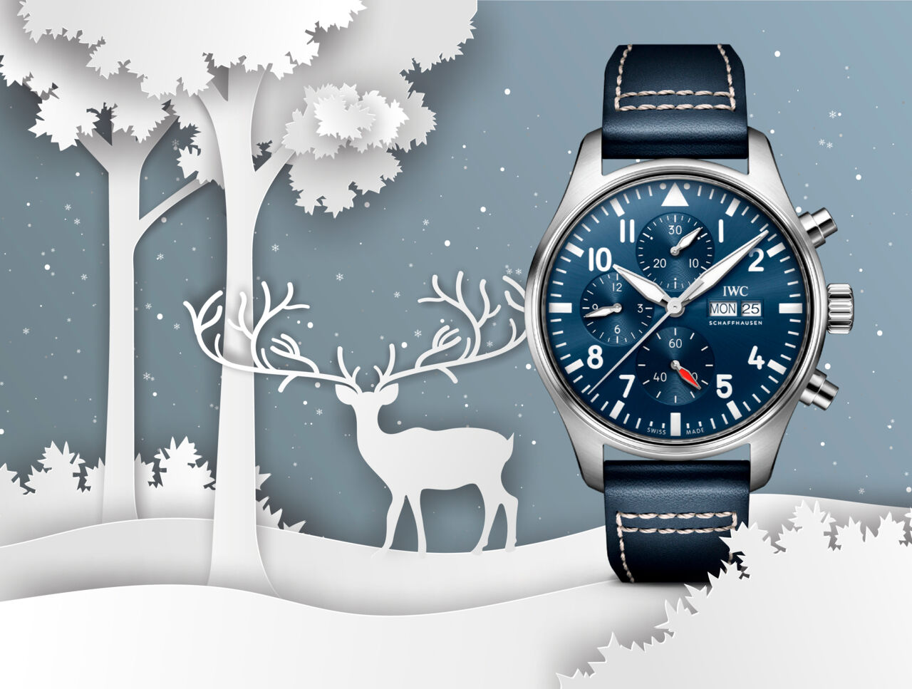 IWC Pilot´s Watch Chronograph 41mm blau in weihnachtlicher Kulisse