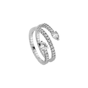Weißgold Diamant Wickelring mit Tropfen von Kollektion Müller bei Juwelier Jasper in Lippstadt