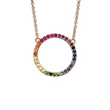 Roségold Collier Rainbow mit bunten Saphiren von Kollektion Müller bei Juwelier Jasper in Lippstadt