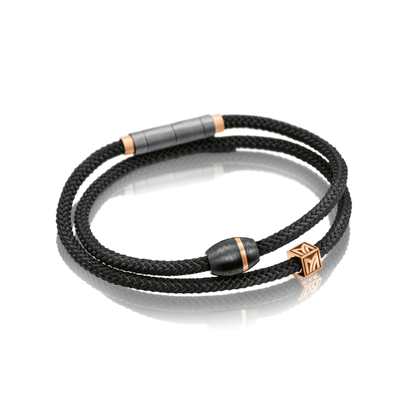 Carbonarmband in Titan-Rotgold mit M-Würfel in Titan von Meister bei Juwelier Jasper in Lippstadt