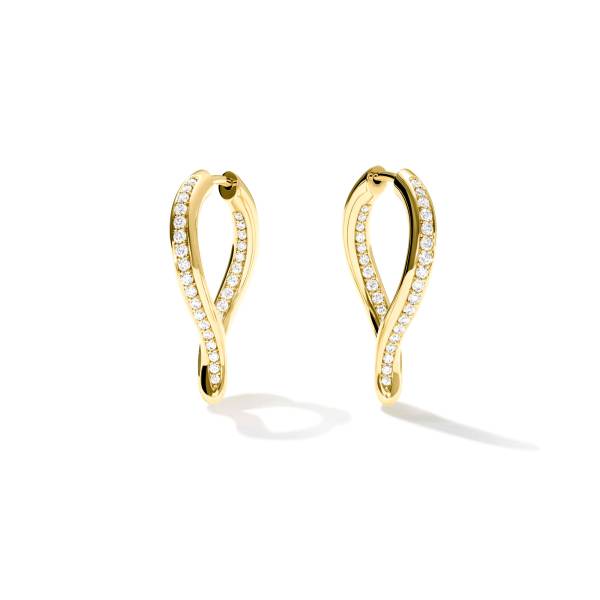 Ohrringe Signature Hoop Twisted Drop mit Diamant Pavé von Tamara Comolli bei Juwelier Jasper in Lippstadt