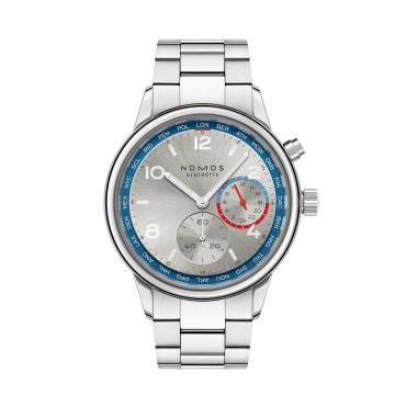 Club Sport neomatik Weltzeit silber von NOMOS Glashütte bei Juwelier Müller in Kempten und Oberstdorf