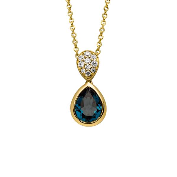Gelbgold Collier mit Blautopas und Diamanten von Elaine Firenze bei Juwelier Jasper in Lippstadt