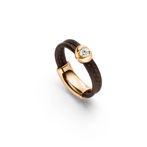 Roségold "Colotaire" Ring mit Diamant und Leder von Schaffrath bei Juwelier Jasper in Lippstadt