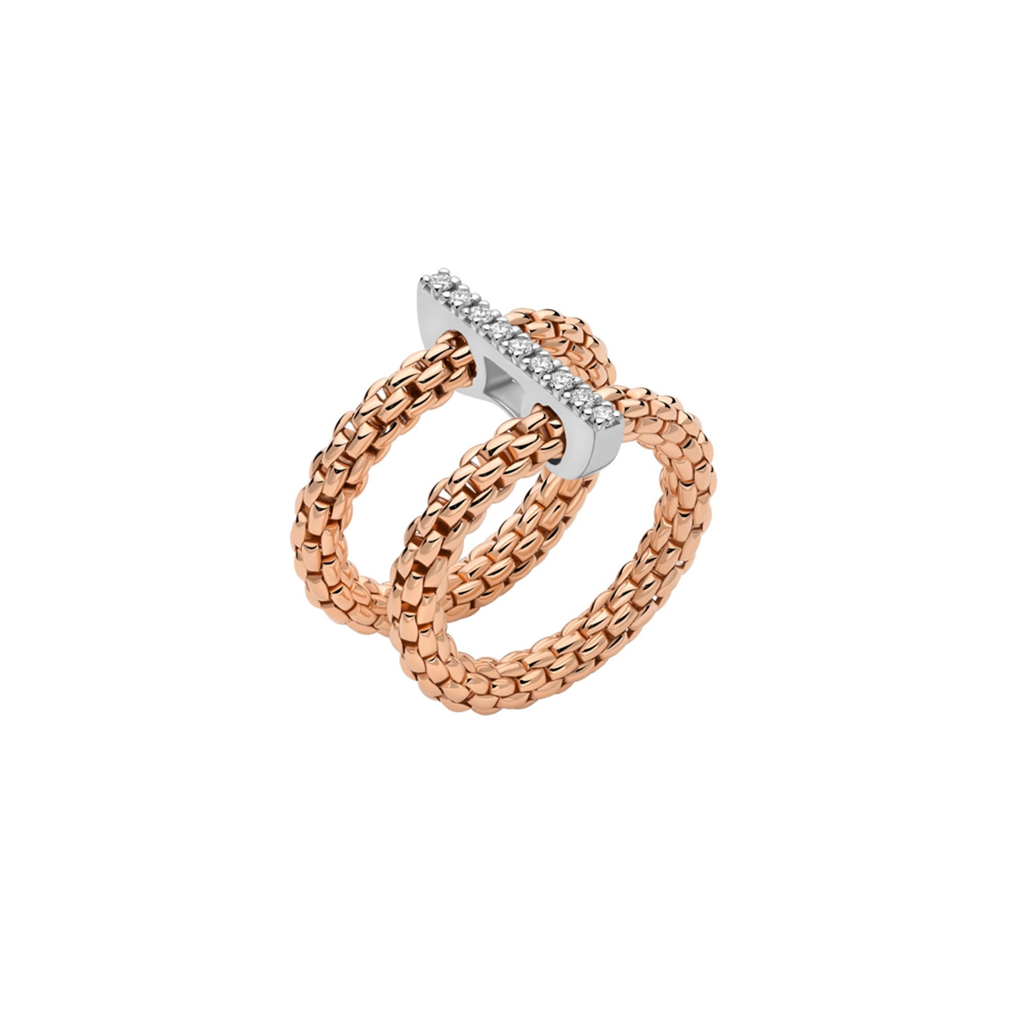 Prima Mesh-Ring mit Diamant-Pavé – Größe M